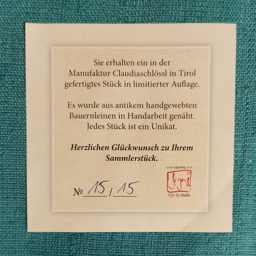 Bauernleinen-Flachkissen "Freude/Ornament"