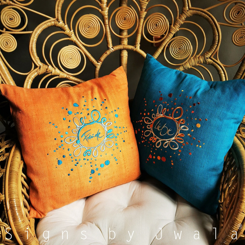 Kissenhülle Bauernleinen "Freude/Ornament"