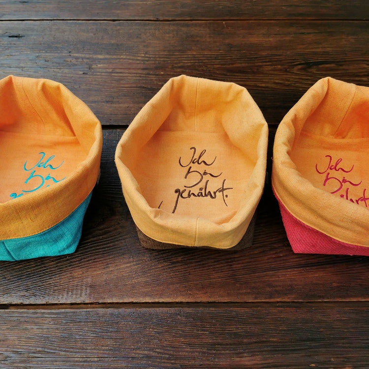 Brotkörbchen "Ich bin genährt" Braun/Orange