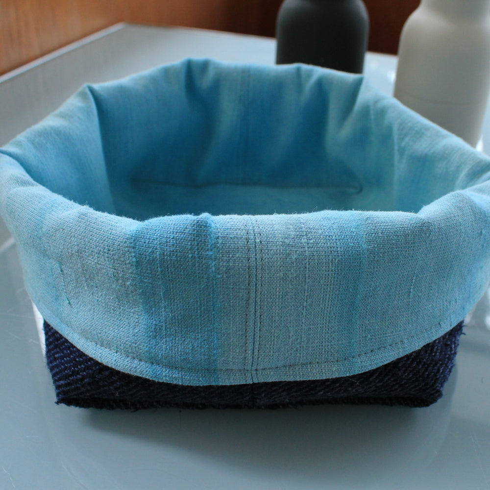 Brotkörbchen "Ich bin genährt" Blau/Türkis