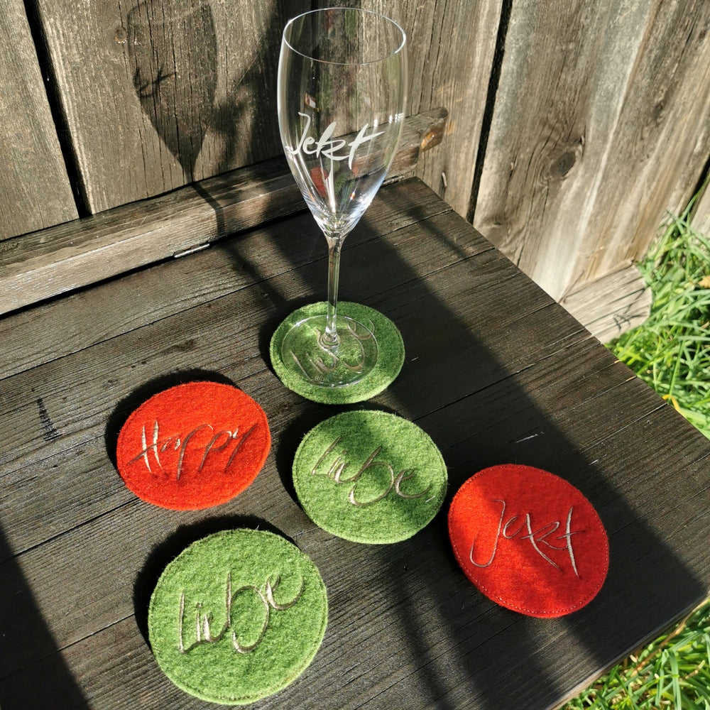 Glasuntersetzer "Liebe" Grün