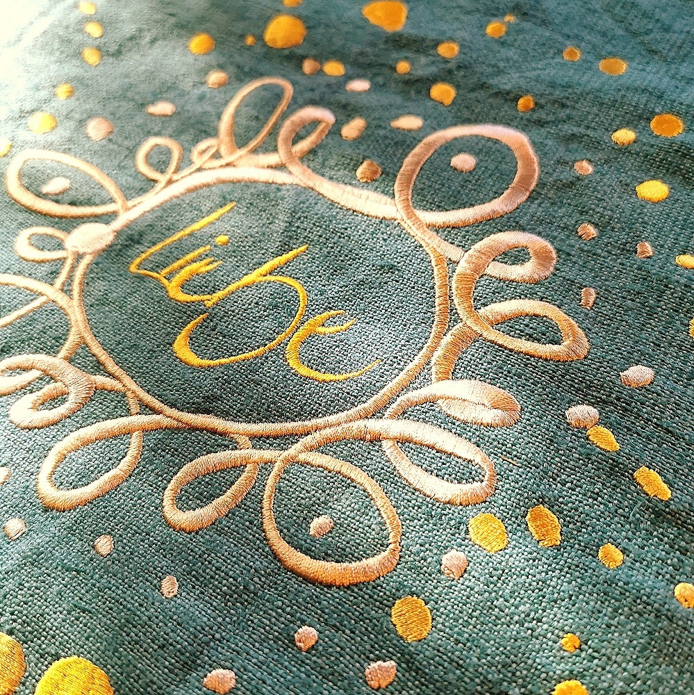 Kissenhülle Bauernleinen "Liebe/Ornament"