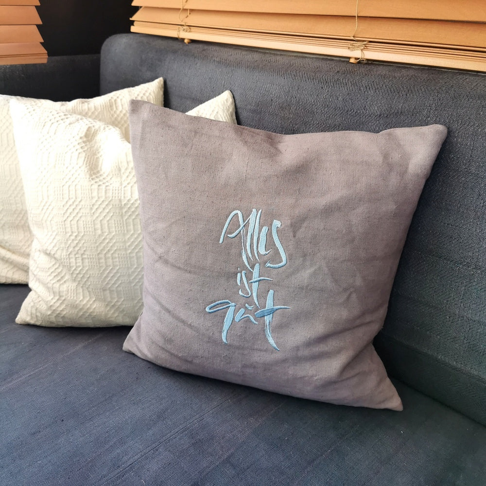 Kissenhülle Bauernleinen "Alles ist gut"