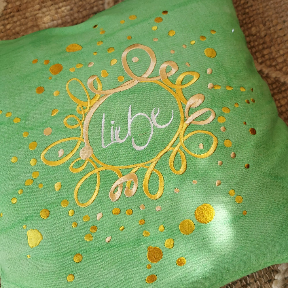 Kissenhülle Bauernleinen "Liebe/Ornament"