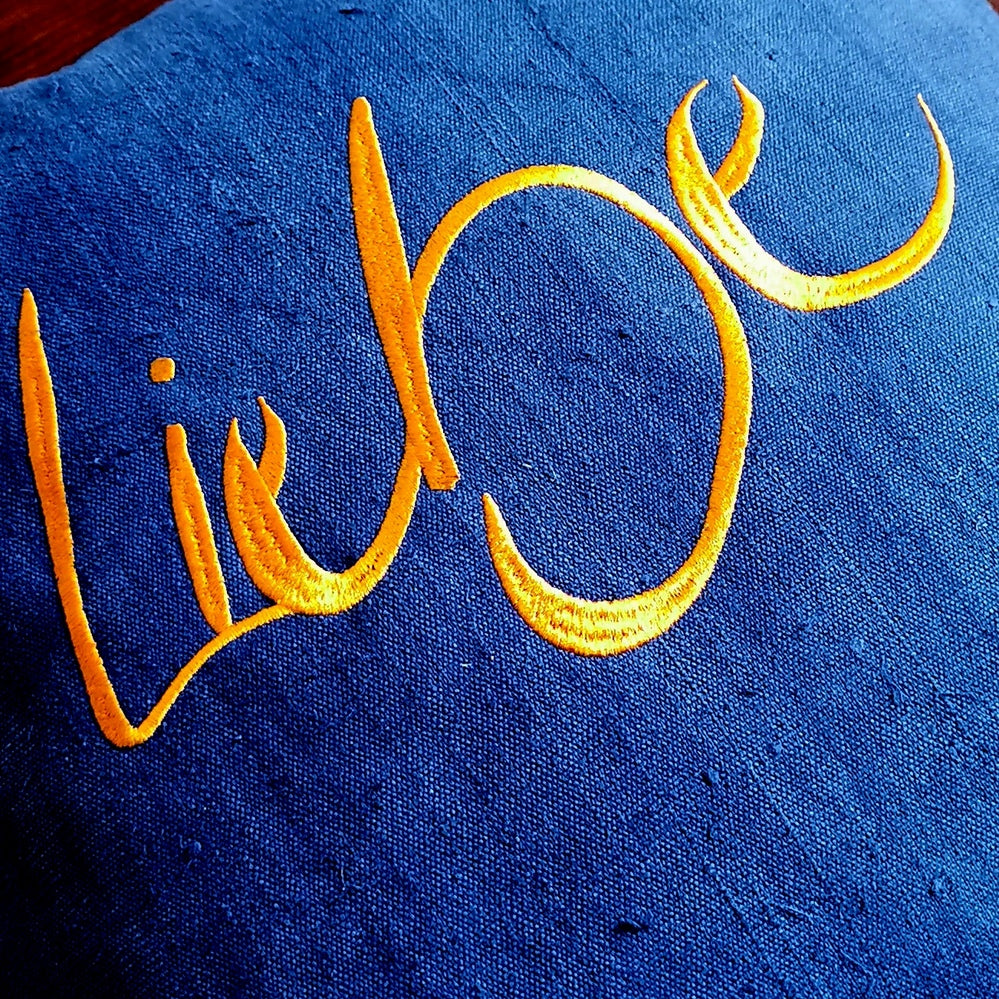 Bauernleinen Zirbenkissen "Liebe" 40x40