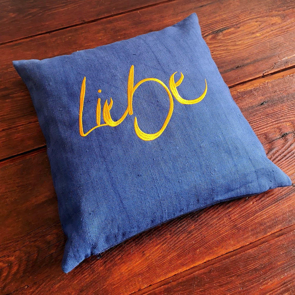 Bauernleinen Zirbenkissen "Liebe" 40x40