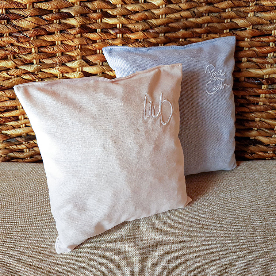 Kleines Zirbenkissen "Liebe" Rosa