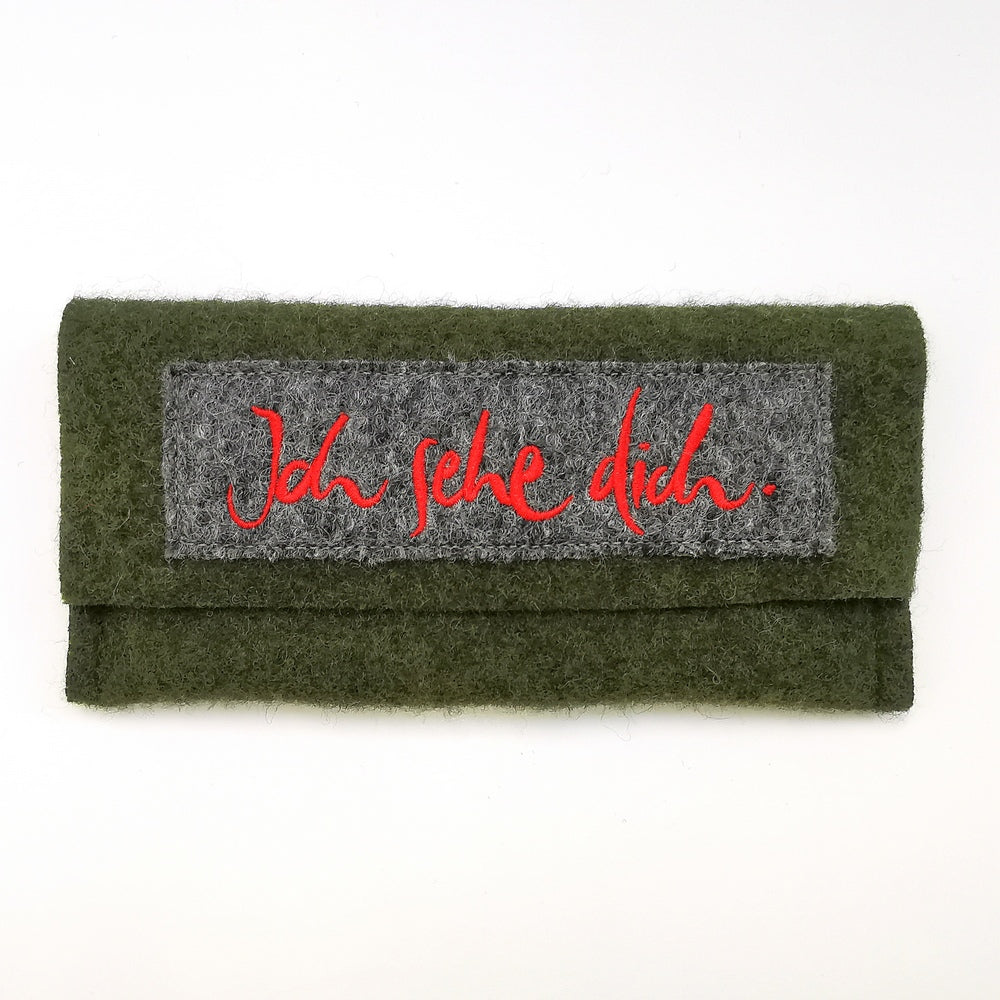 Brillentasche "Ich sehe dich" Grün/Rot