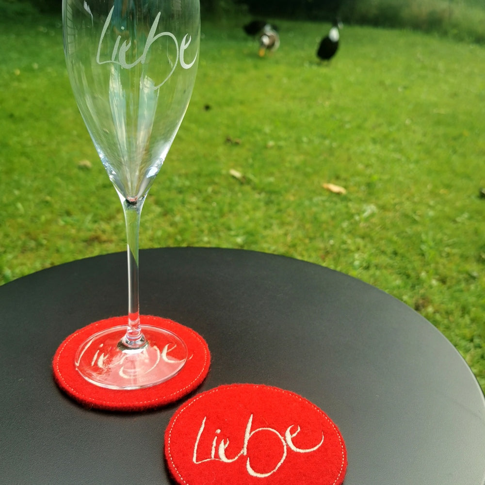 Glasuntersetzer "Liebe" Rot
