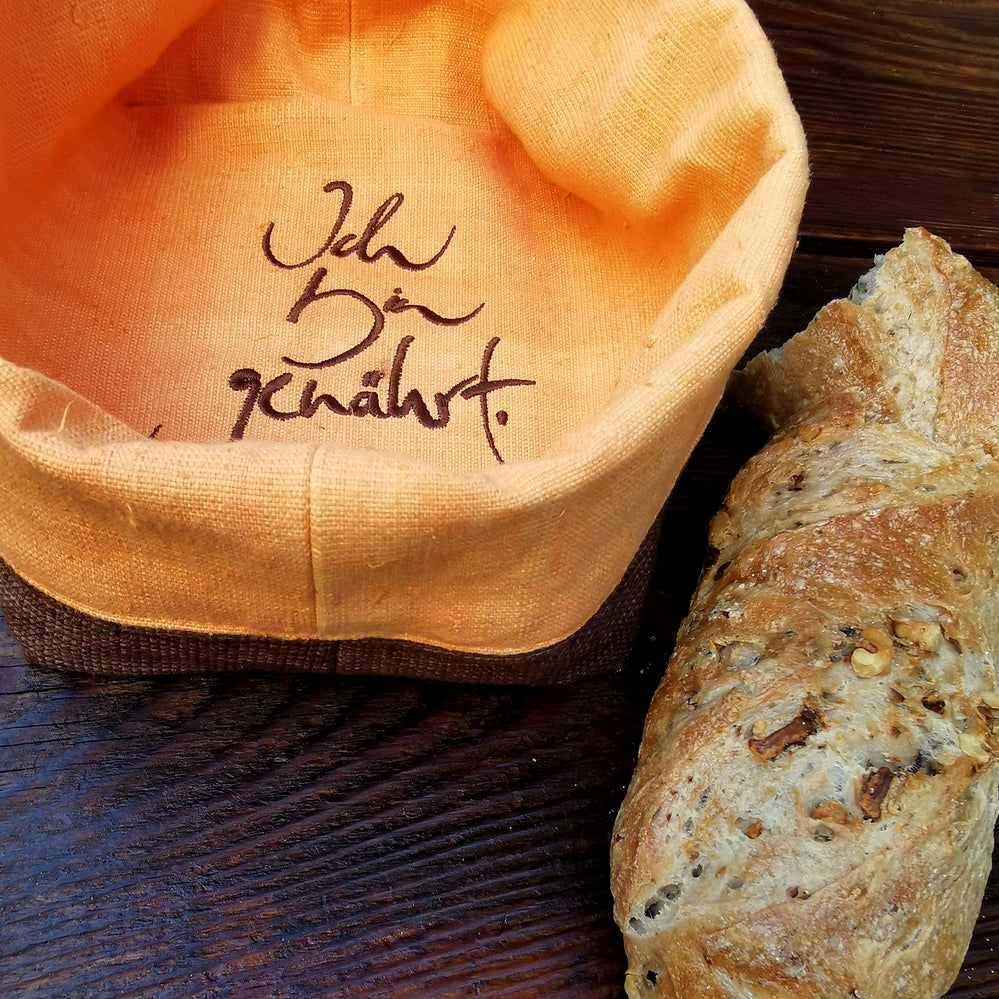 Brotkörbchen "Ich bin genährt" Braun/Orange
