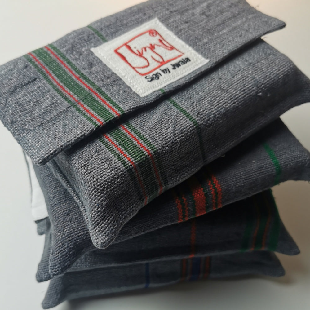 "Fingerzeige" SignKarten-Set "Anthrazit/gestreift" - Bauernleinen