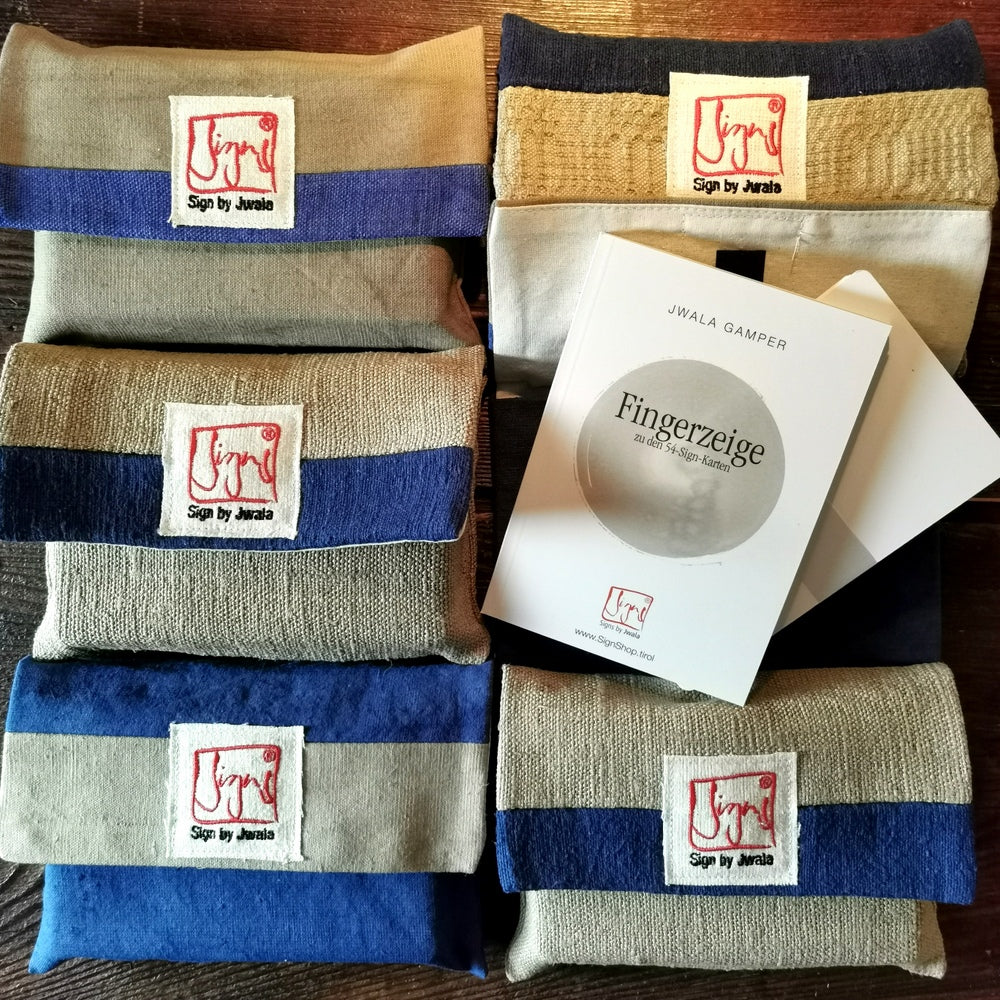"Fingerzeige" SignKarten-Set "Blau/Sand" - Bauernleinen