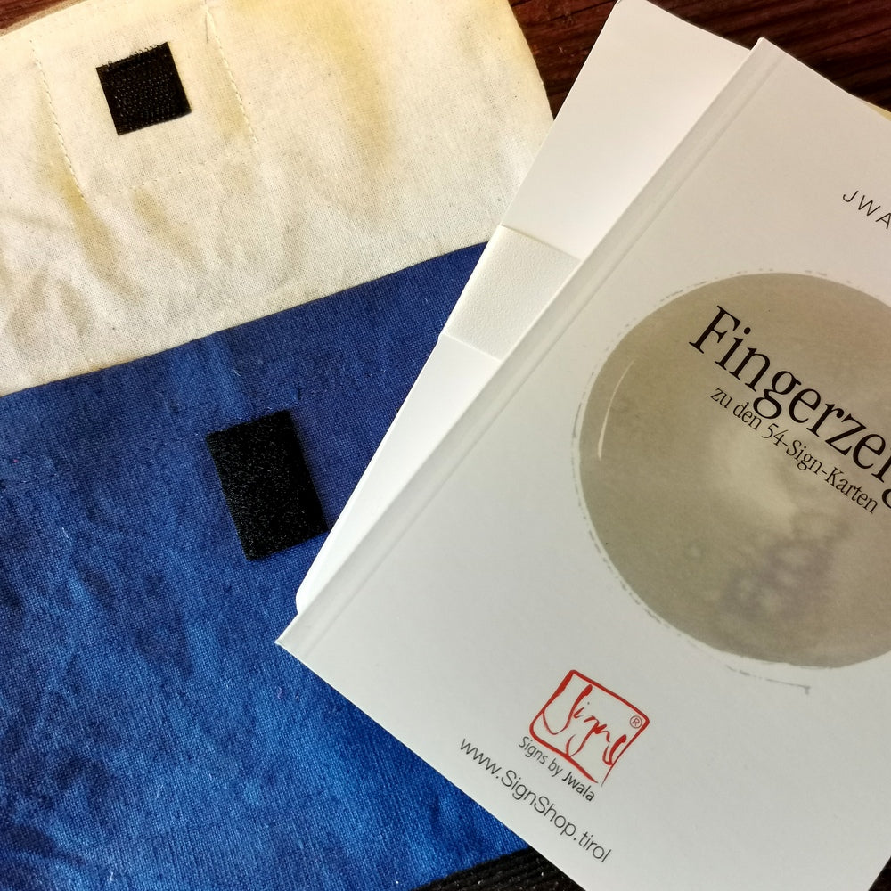 "Fingerzeige" SignKarten-Set "Blau/Sand" - Bauernleinen