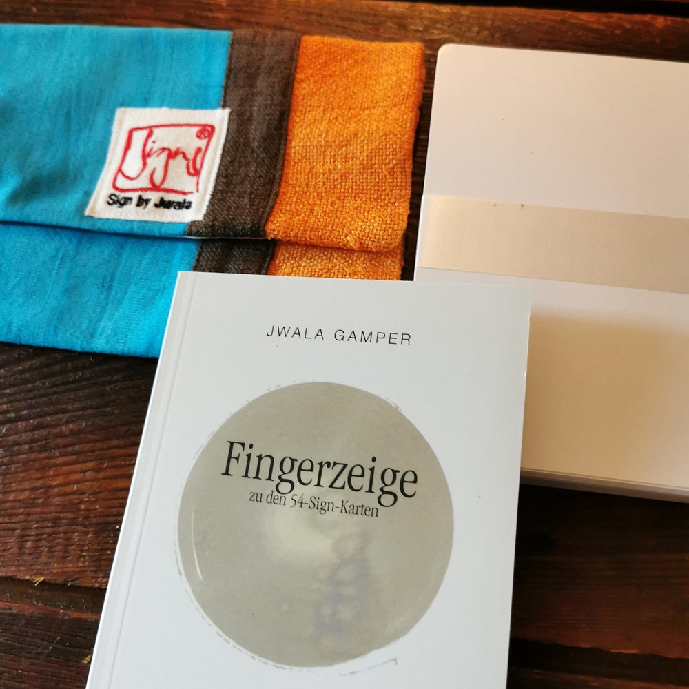 "Fingerzeige" SignKarten-Set "Braun/Orange/Türkis" - Bauernleinen