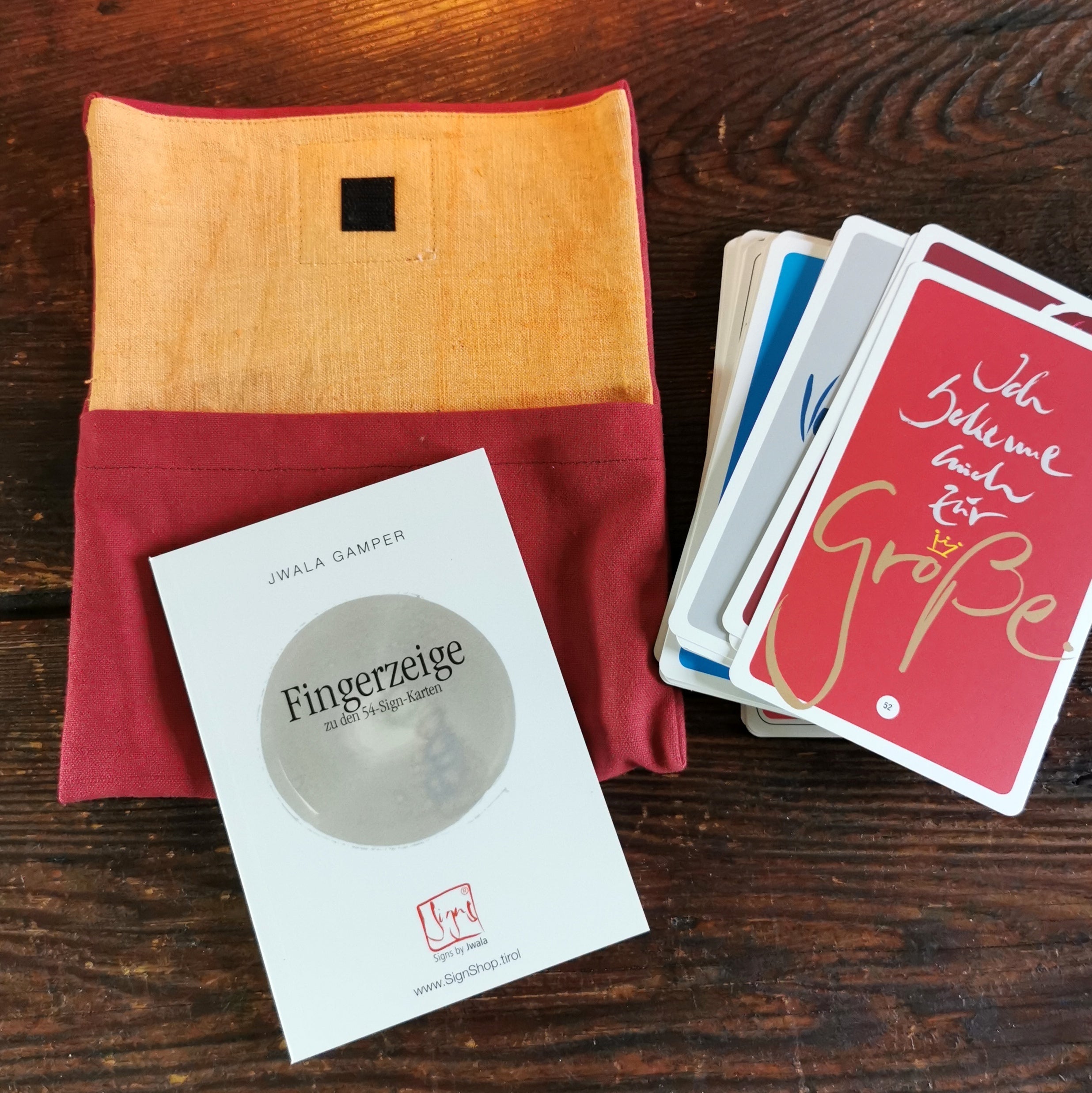 "Fingerzeige" SignKarten-Set "Weinrot/Orange" - Bauernleinen
