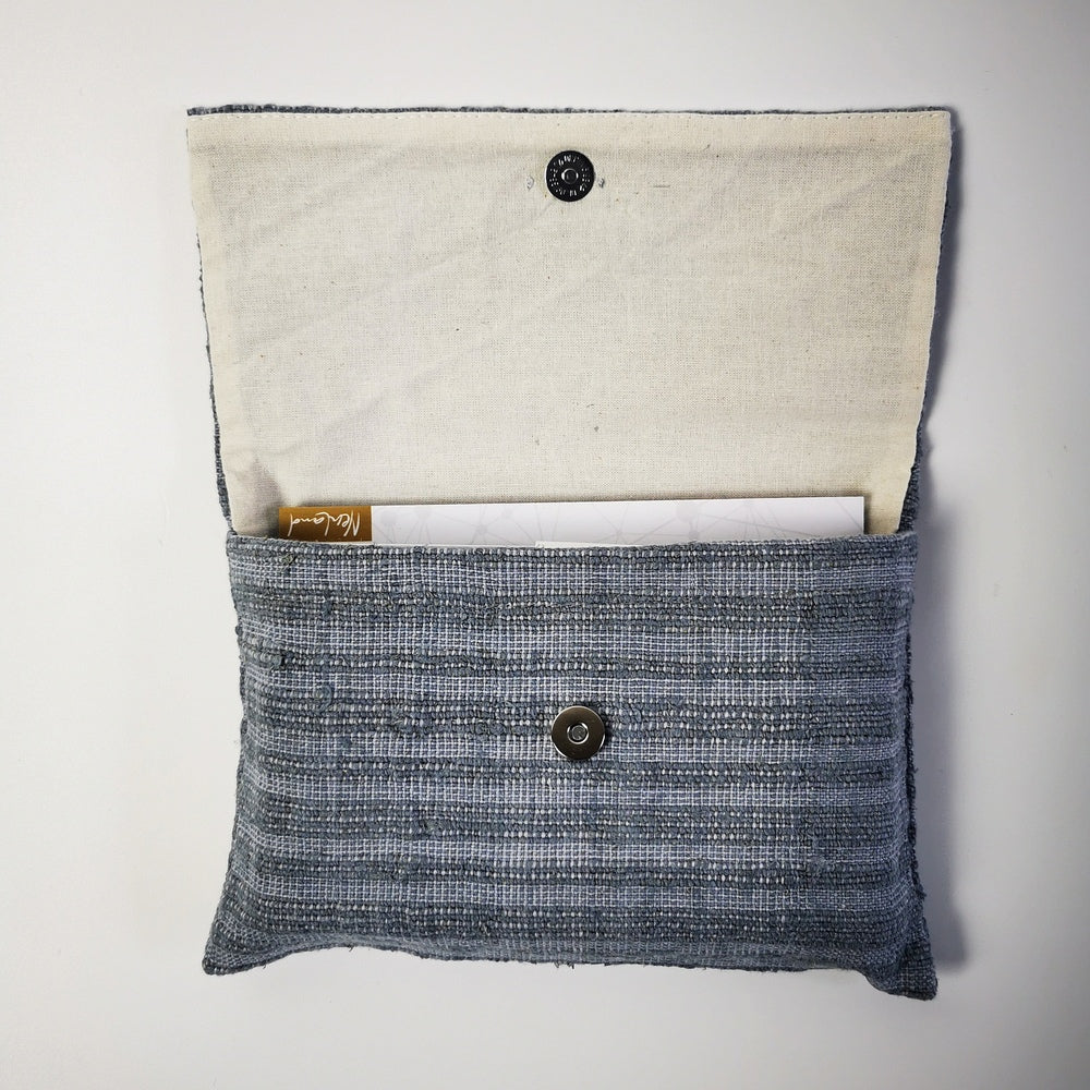 WIR-Karten-Set + WIR-Bauernleinentasche - Grau/gestreift