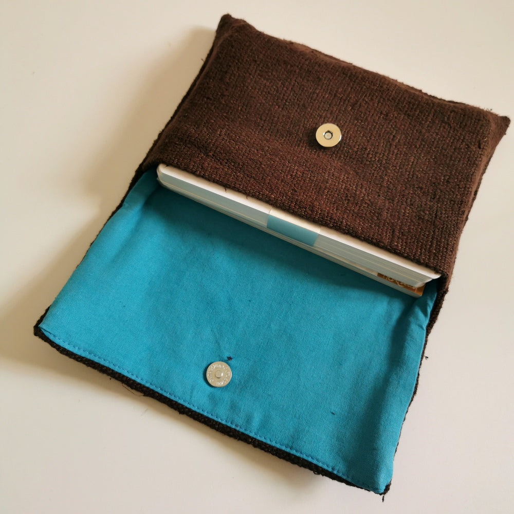 WIR-Karten-Set + WIR-Bauernleinentasche - Braun/Türkis