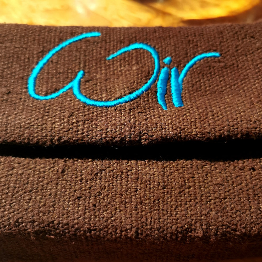 WIR-Karten-Set + WIR-Bauernleinentasche - Braun/Türkis