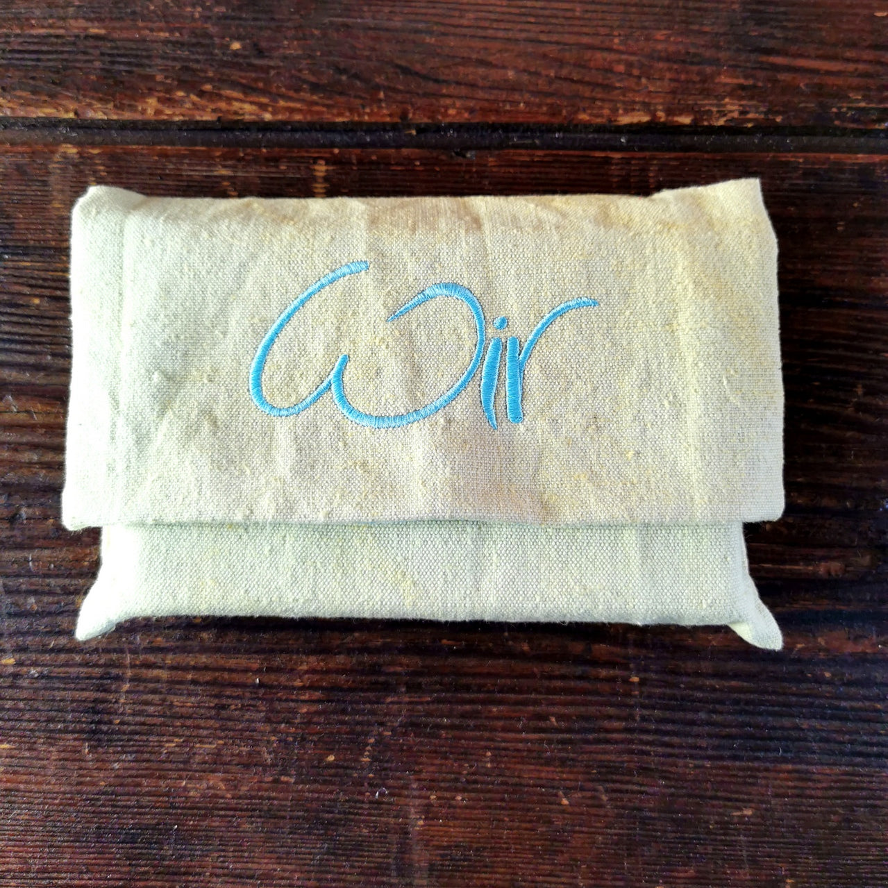 WIR-Karten-Set + WIR-Bauernleinentasche - Hellgelb/Türkis