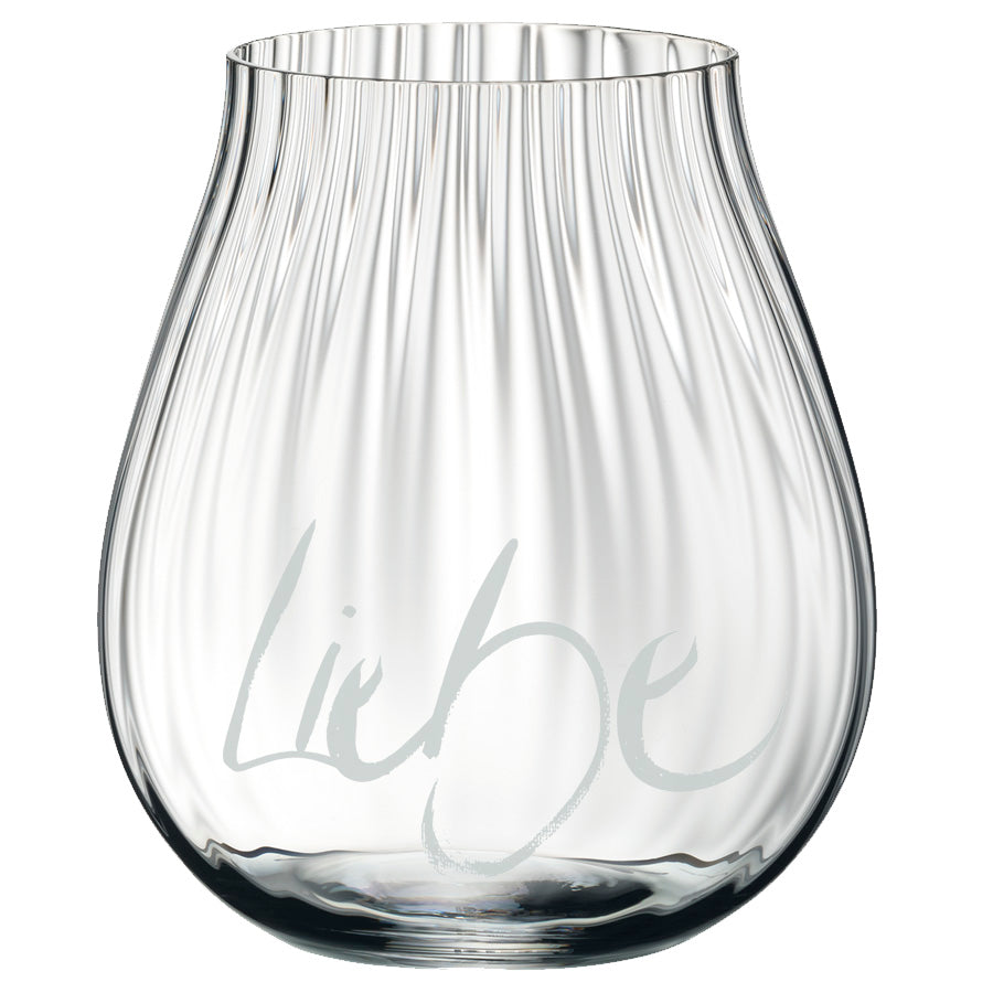 2 Sign-O-Gläser mit Rillen, "Liebe + Jetzt"