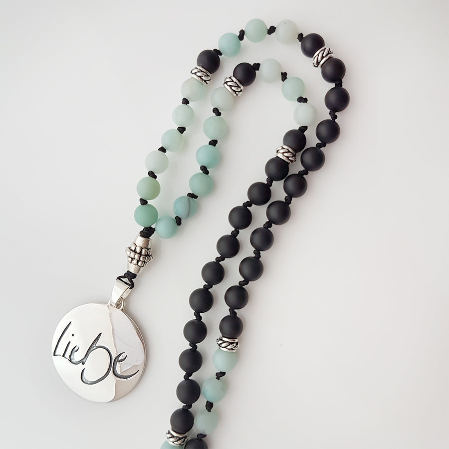 Liebe-Mala (Schwarzer Onyx, Amazonit)