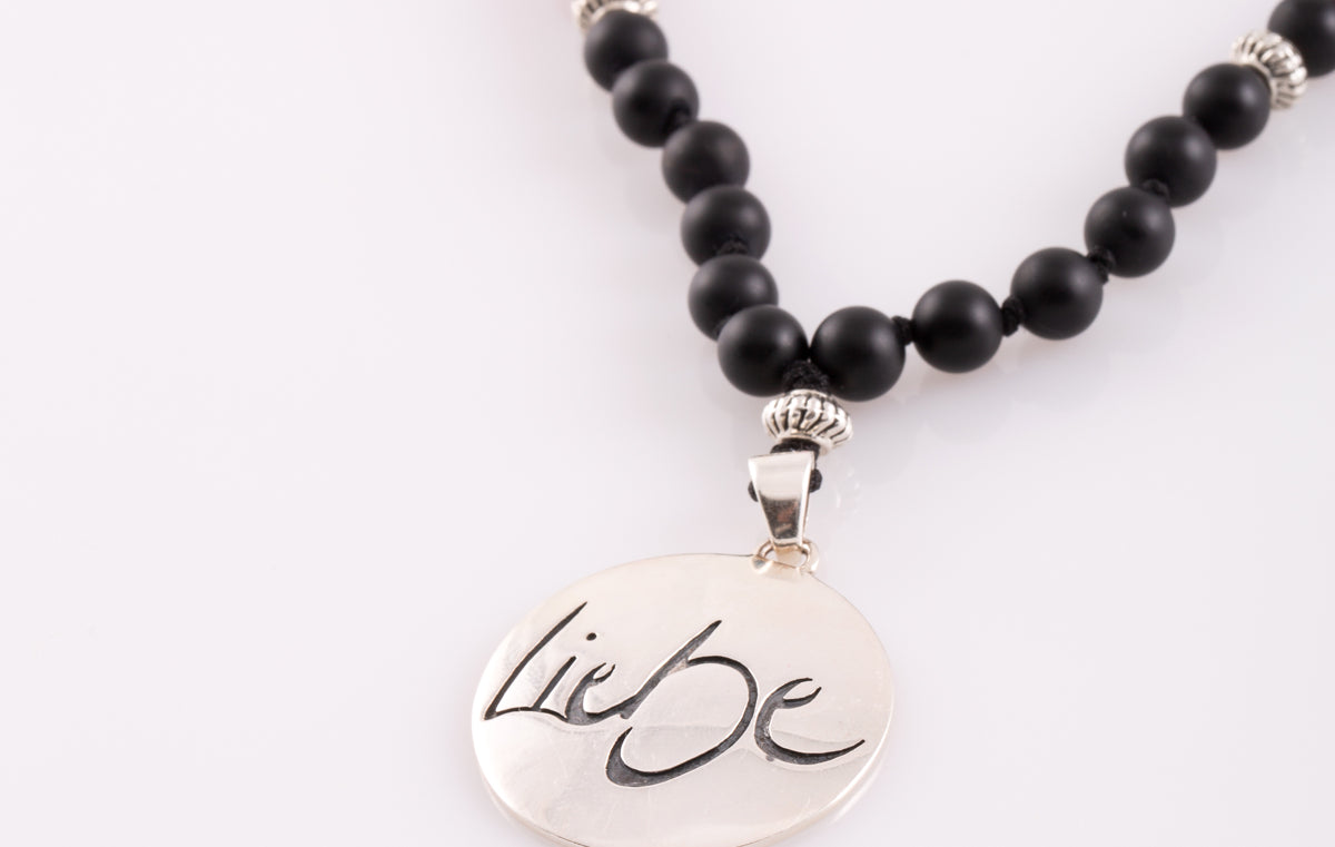 Liebe-Mala (Schwarzer Onyx/Jade Pink)