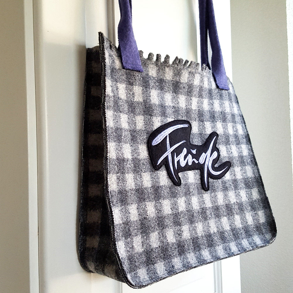 Shopper "Freude" Karo Lila -Seitenteil Karo