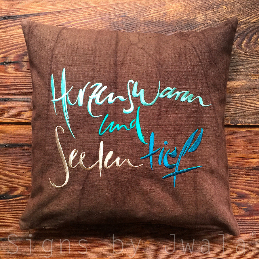 Bauernleinen Zirbenkissen "Herzenswarm"