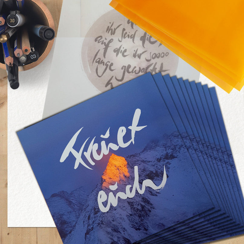 10 Klappkarten "Freuet euch" + Einlegeblatt