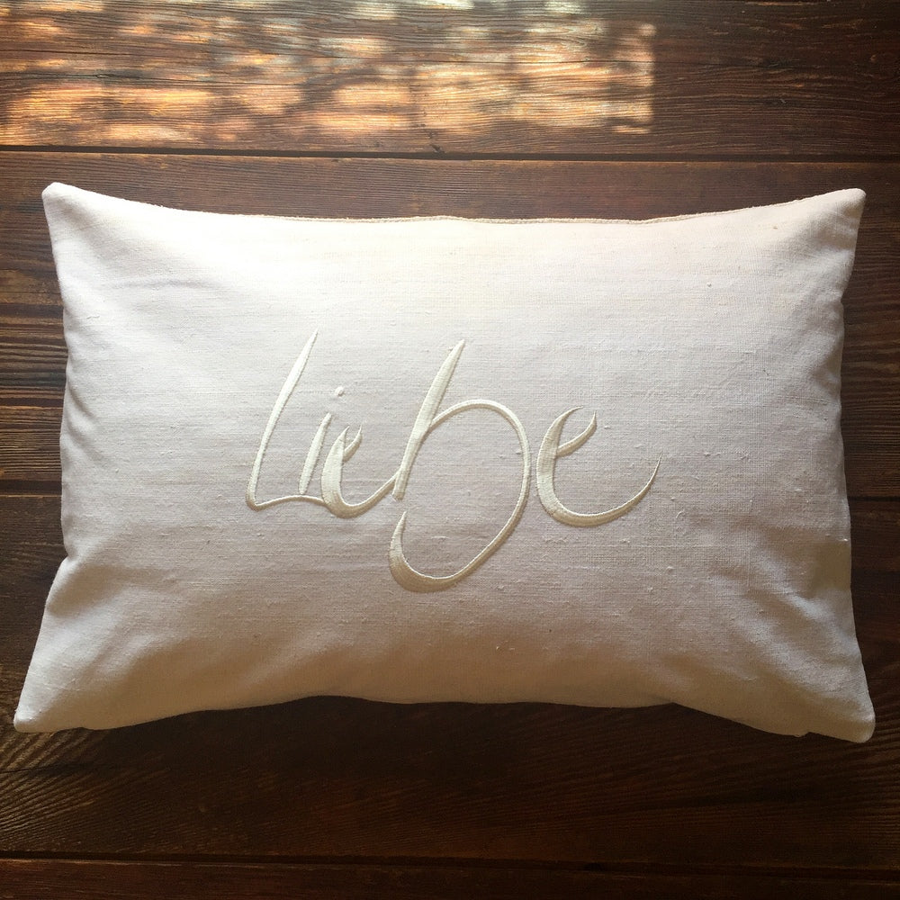 Bauernleinen Zirbenkissen "Liebe"