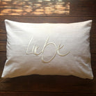Bauernleinen Zirbenkissen "Liebe"