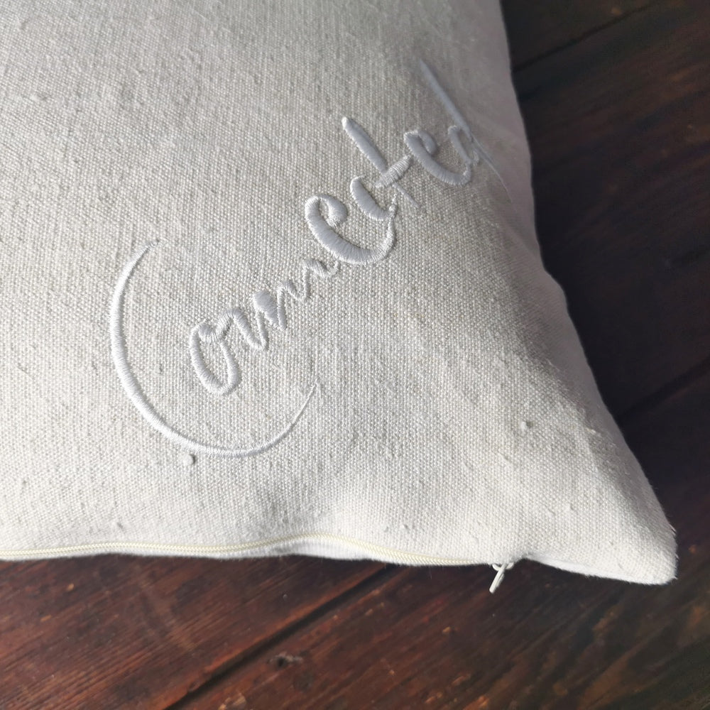 Kissenhülle Bauernleinen "Connected" rechts