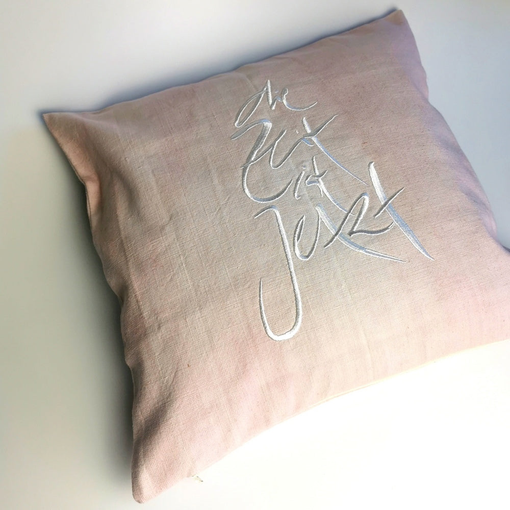 Kissenhülle Bauernleinen "die Zeit ist Jetzt"