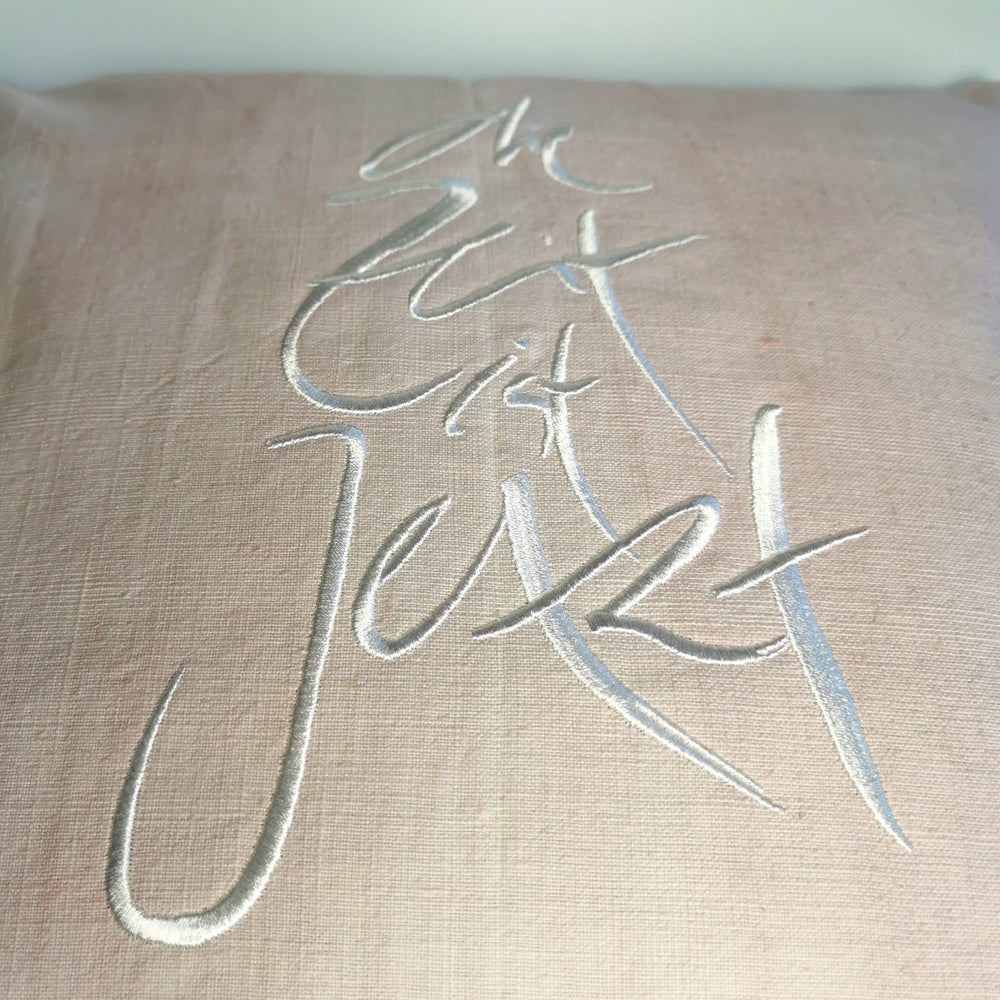 Kissenhülle Bauernleinen "die Zeit ist Jetzt"