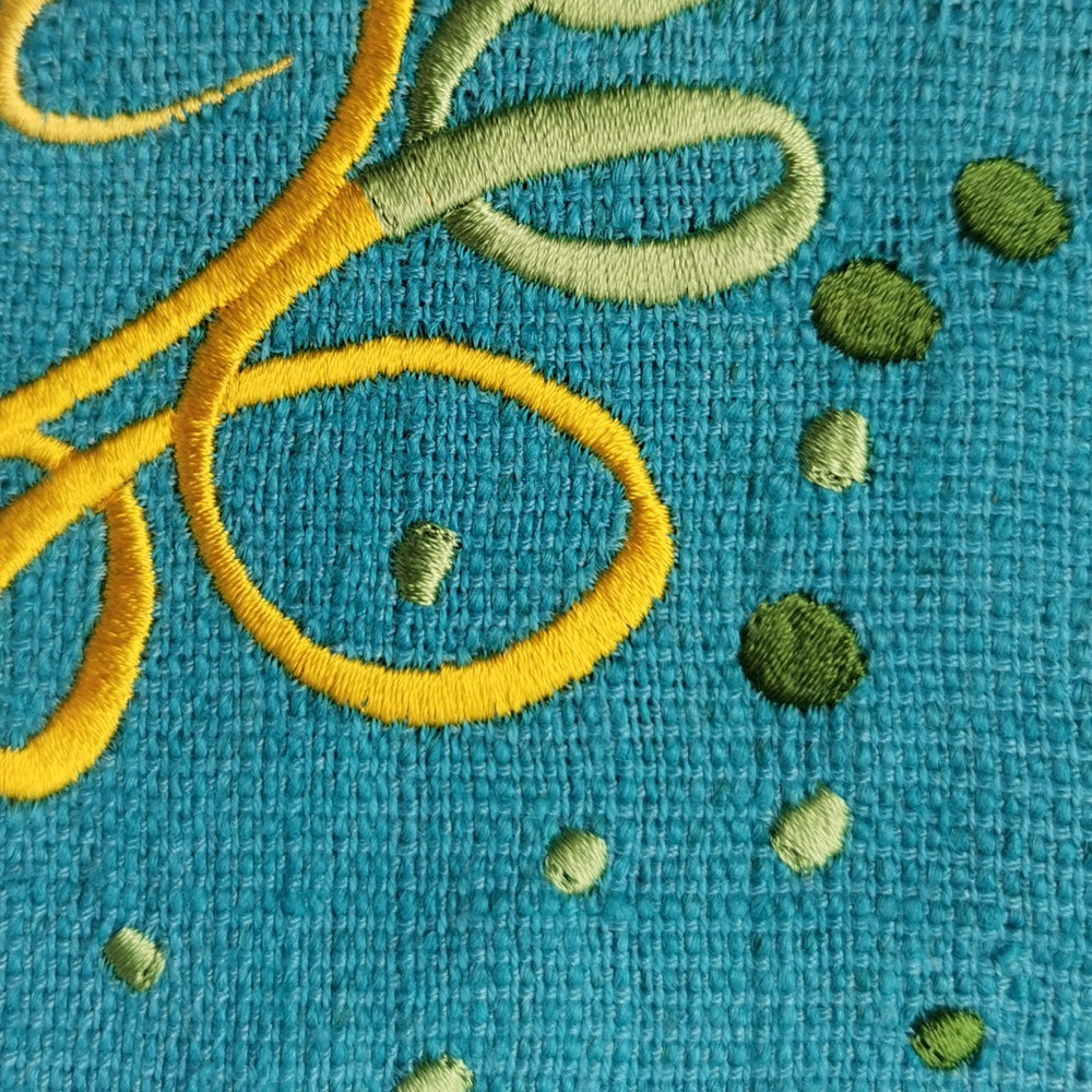 Bauernleinen-Flachkissen "Freude/Ornament"