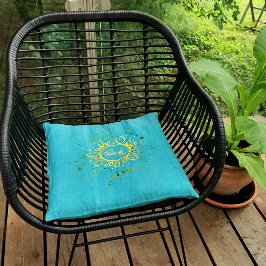 Bauernleinen-Flachkissen "Freude/Ornament"