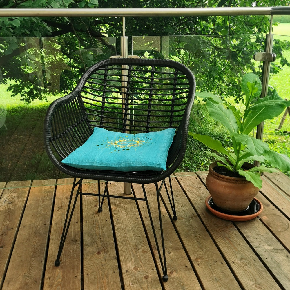 Bauernleinen-Flachkissen "Freude/Ornament"