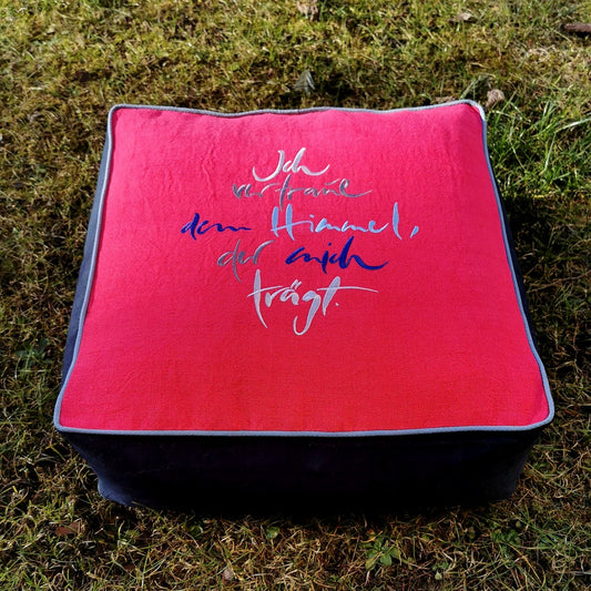 Bodenkissen quadratisch "Himmel" Silber/Grau/Blau