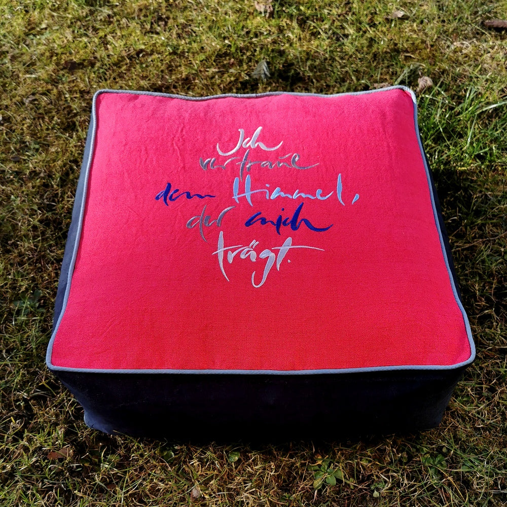 Bodenkissen quadratisch "Himmel" Silber/Grau/Blau