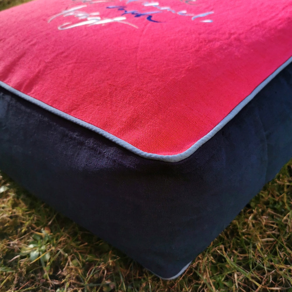 Bodenkissen quadratisch "Himmel" Silber/Grau/Blau