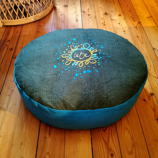 Bodenkissen "Liebe/Ornament" Tanne/Petrol