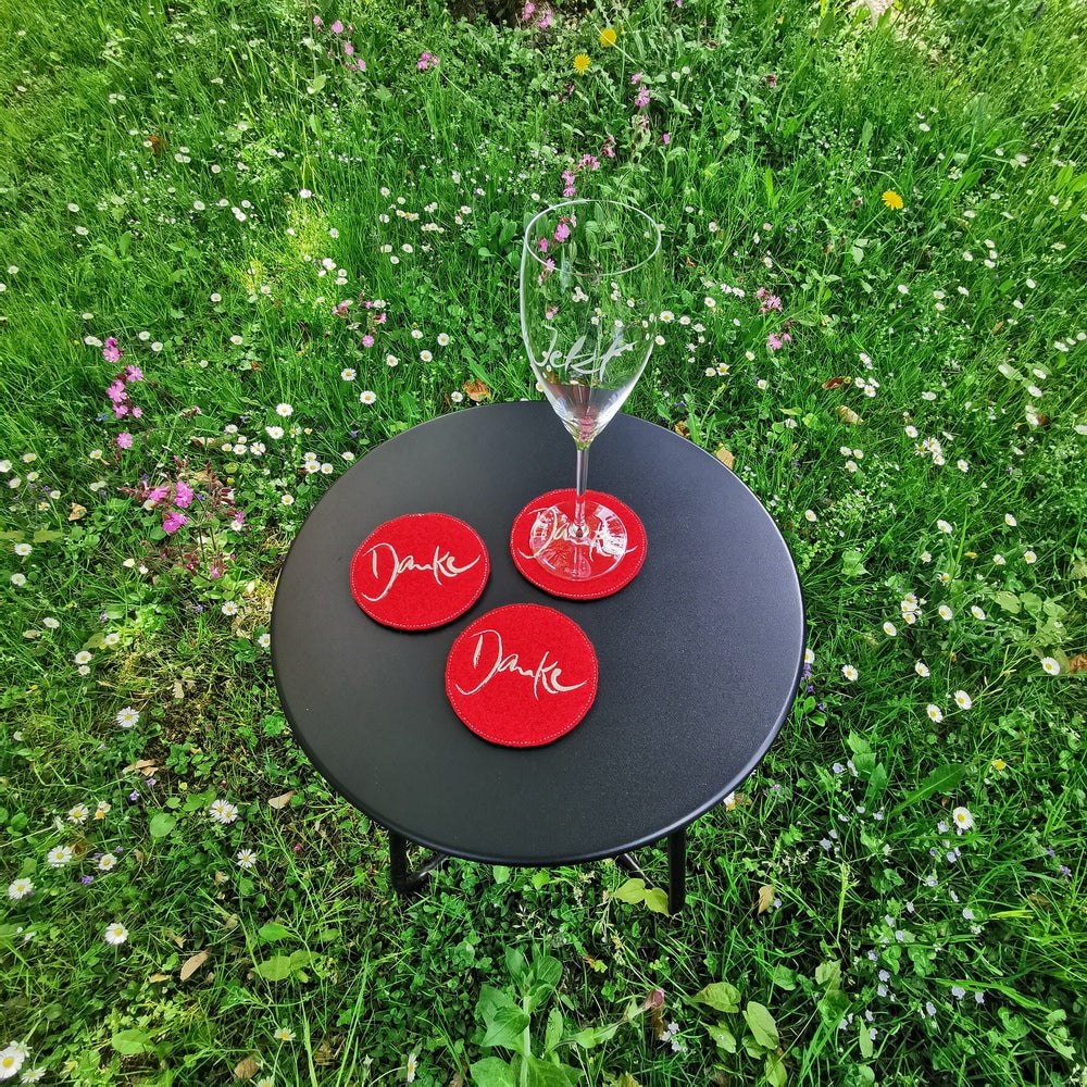 Glasuntersetzer "Danke" Rot