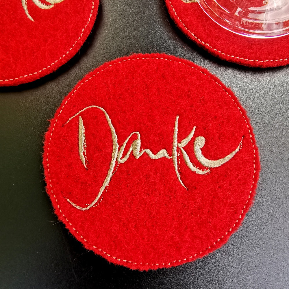 Glasuntersetzer "Danke" Rot