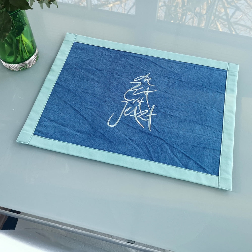 1 Tischset "die Zeit ist Jetzt" Bauernleinen