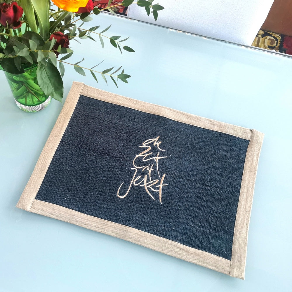 1 Tischset "die Zeit ist Jetzt" Bauernleinen