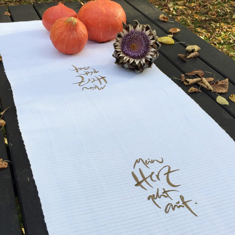 Tischläufer "Mein Herz geht auf" Bauernleinen