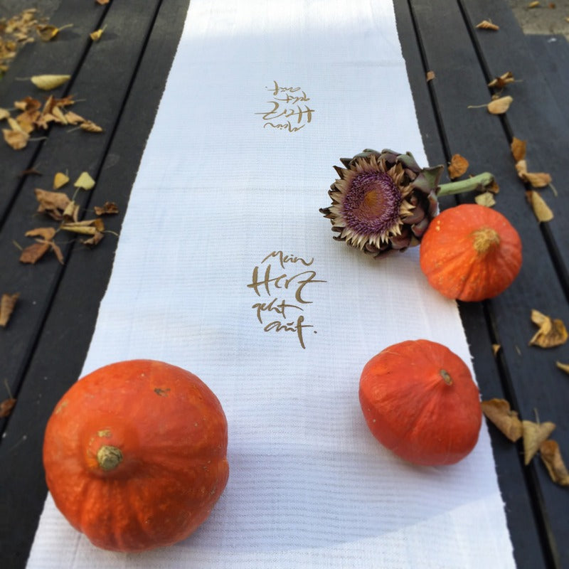 Tischläufer "Mein Herz geht auf" Bauernleinen