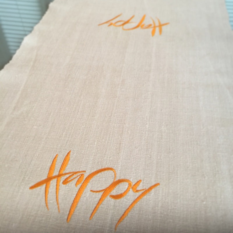 Tischläufer "Happy" Bauernleinen