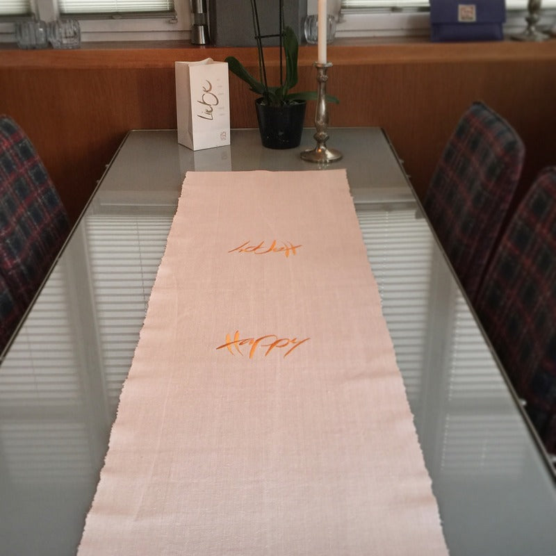 Tischläufer "Happy" Bauernleinen