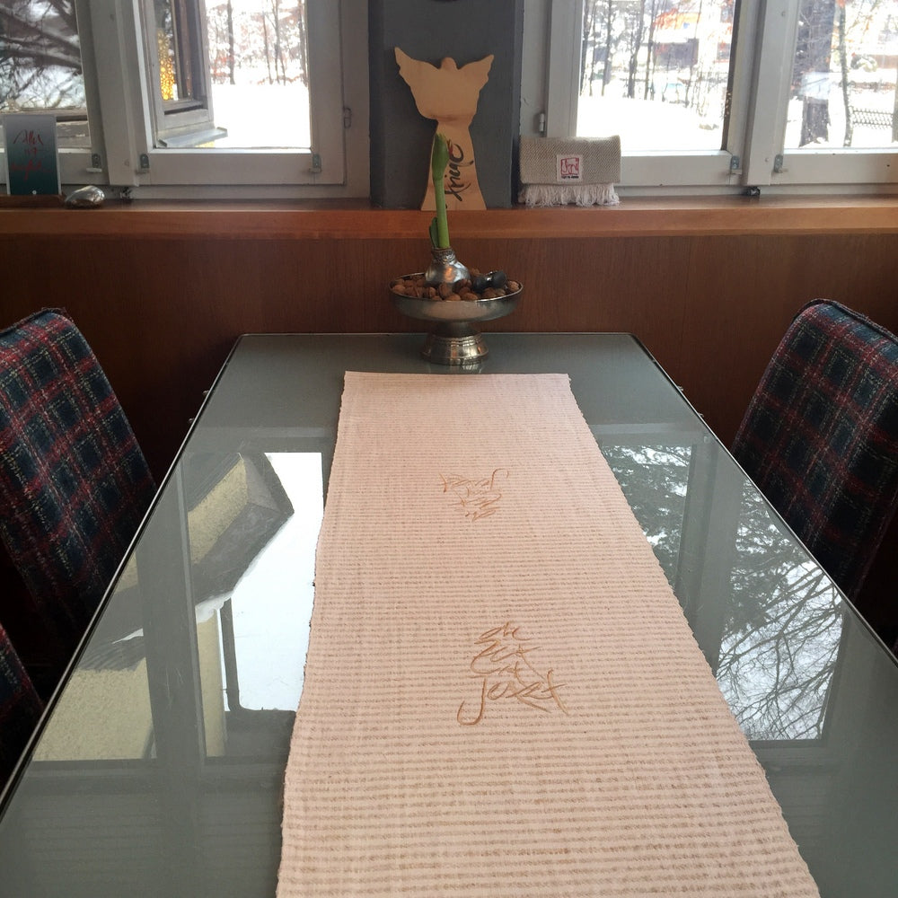 Tischläufer "die Zeit ist Jetzt" Beige-Gestreift